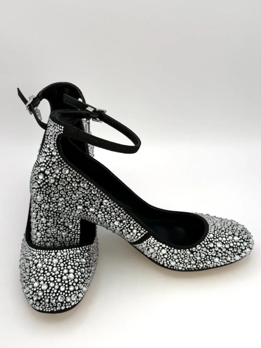 Michael Kors Perla Women's Black Crystal Embellished Ankle Strap Pumps US 6.5 M